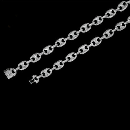 Fully Ice Out Chains Moissanite Pig Nose Hip Hop Chains Necklace, Diamond Choker For Men Or Women