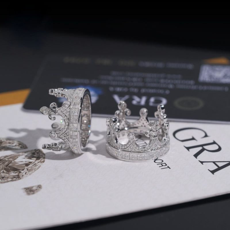 Hip Hop Moissanite Crown Shape Men's' Wedding Engagement Iced Out Rings