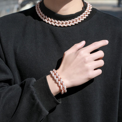 VVS Moissanite Hip Hop Miami Cuban Link Bracelet For Men, 12MM Diamond S925 Sterling Silver Bracelet