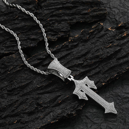 Round Brilliant Cut VVS Moissanite Diamond Hip Hop Cross Pendant Men