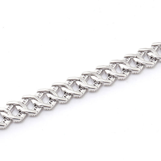 Hip Hop Moissanite Miami Cuban Link Chain For Men 15MM Fully Iced Out Rapper Chains