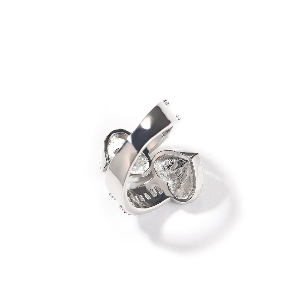 Iced Out Round & Baguette Cut Moissanite Hip Hop Adjustable Heart Ring