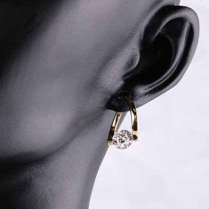 Brilliant Cut Moissanite Fancy Earring For Women 14K Yellow Gold Earrings
