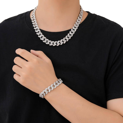 12MM VVS Moissanite Baguette And Round Hip Hop Miami Cuban Link Bracelet For Men