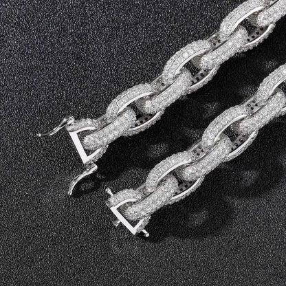 Tested Moissanite Hip Hop Cuban Link Chain Jewelry, 14MM Fully Iced Out Chains Necklace For Men Rapper Chains