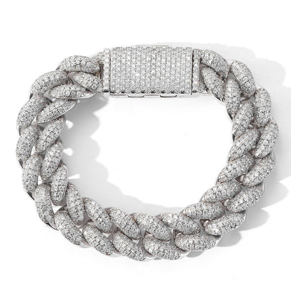VVS Moissanite Hip Hop Miami Cuban Link Bracelet For Men, 12MM Diamond S925 Sterling Silver Bracelet