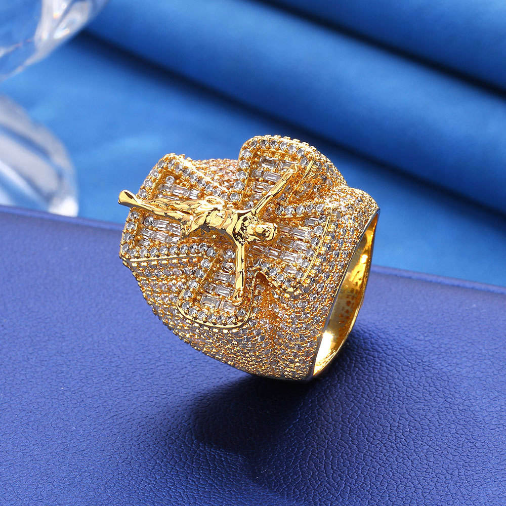 Iced Out Moissanite Cross Ring For Men, Hip Hop Rapper Jewelry Rings