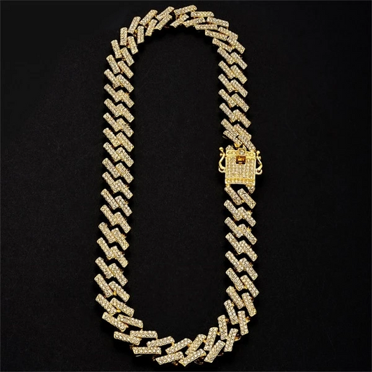 Fully Iced Out 925 Sterling Silver Angular Moissanite Micro-Pave Hip Hop Cuban Link Chain With Box Clasp