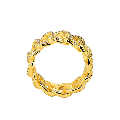 Round Cut Moissanite Milgrain Full Eternity Hip Hop Men's Cuban Link Iced Out Diamond Ring