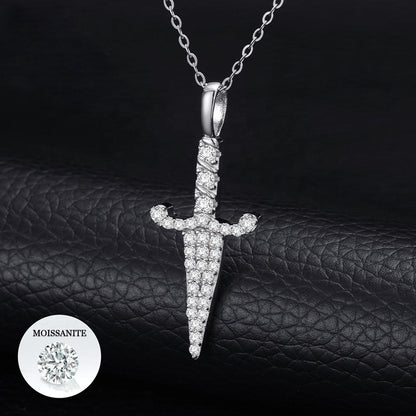 Hip Hop Moissanite Knife Pendant For Men - Women In Iced Out 925 Sterling Silver For Rapper