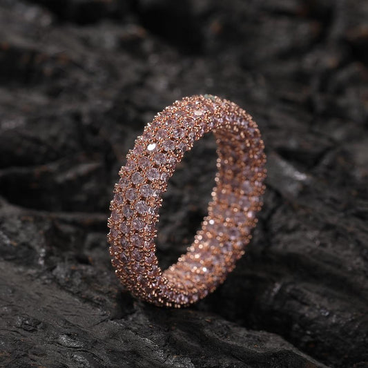 Full Eternity Iced Out Round Cut Moissanite Pave Set Hip Hop 925 Sterling Silver Wedding Rings For Unisex