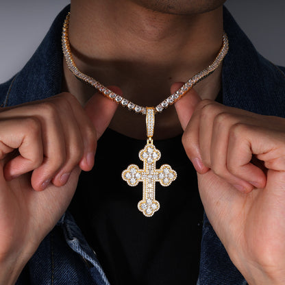 Iced Out Moissanite Hip Hop Crosse Pendant For Men 925 Sterling Silver Pendant Jewelry