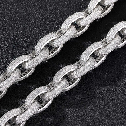 Tested Moissanite Hip Hop Cuban Link Chain Jewelry, 14MM Fully Iced Out Chains Necklace For Men Rapper Chains