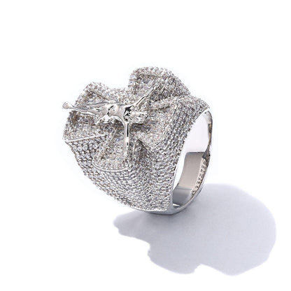 Iced Out Moissanite Cross Ring For Men, Hip Hop Rapper Jewelry Rings