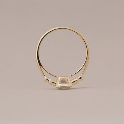 Emerald Cut Moissanite 3 Stone Wedding Engagement Ring, 14K Gold 5 Stone Wedding Ring