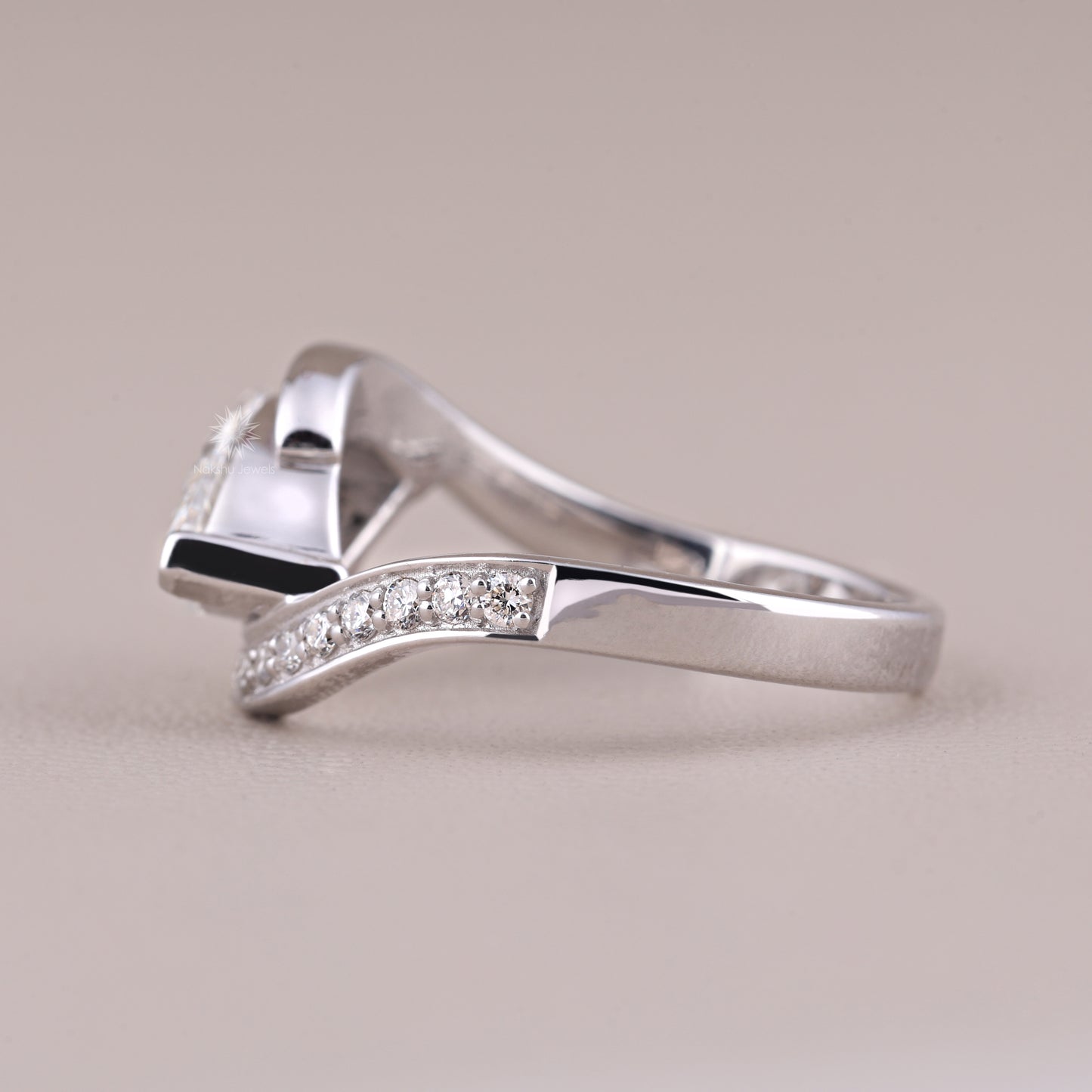 Marquise Diamond Ring - Lab Grown Diamond Bypass Engagement Ring - 14K/18K Solid Gold Diamond Wedding Ring
