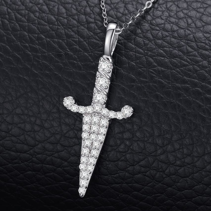 Hip Hop Moissanite Knife Pendant For Men - Women In Iced Out 925 Sterling Silver For Rapper