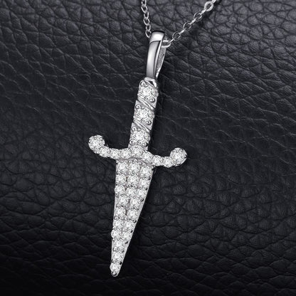 Hip Hop Moissanite Knife Pendant For Men - Women In Iced Out 925 Sterling Silver For Rapper