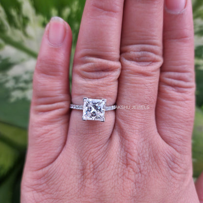 3CT Princess Cut Moissanite Engagement Ring For Her, White Gold Anniversary Ring Gift