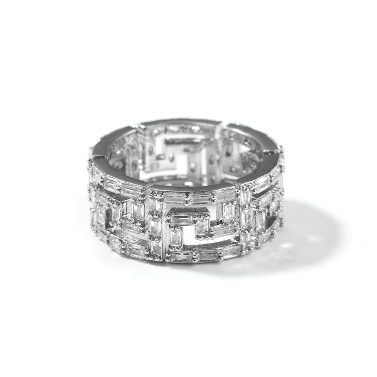 Moissanite Baguette Cut Iced Out Engagement & Wedding Ring For Men, Hip Hop Fashion Jewelry Band For Men