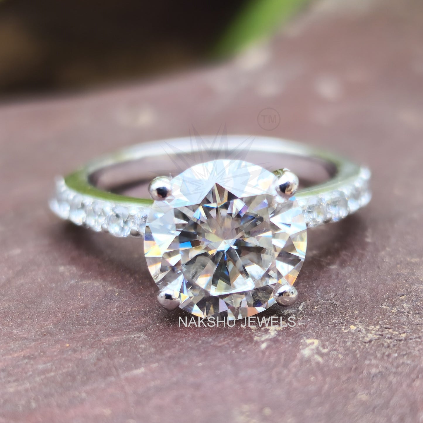 2CT Round Brilliant Cut Moissanite Engagement Ring, Eco Friendly Diamond Ring