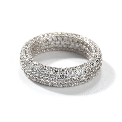 Full Eternity Iced Out Round Cut Moissanite Pave Set Hip Hop Rings For Unisex