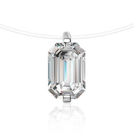 Emerald Cut Moissanite Pendant, 925 Sterling Silver Stunning Pendant Anniversary Gift, Only Pendant