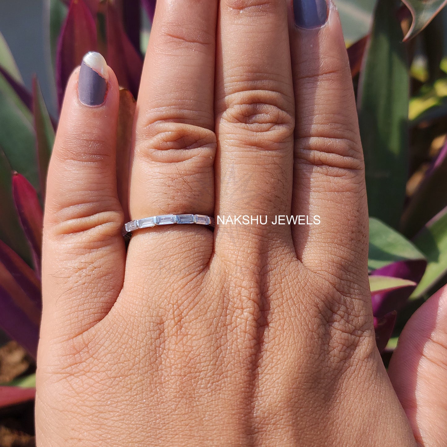 Baguette Bar Setting Moissanite Full Eternity Matching Wedding Band