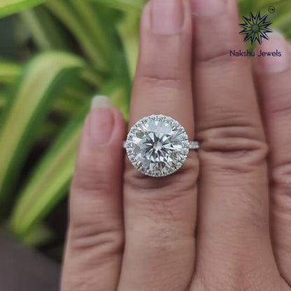 Fabulous 5CT Round Halo Engagement White Gold Wedding Promise Anniversary Ring