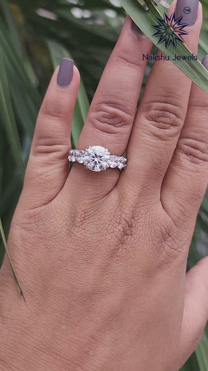 3CT Round Brilliant Cut Moissanite Full Eternity Wedding Engagement Ring